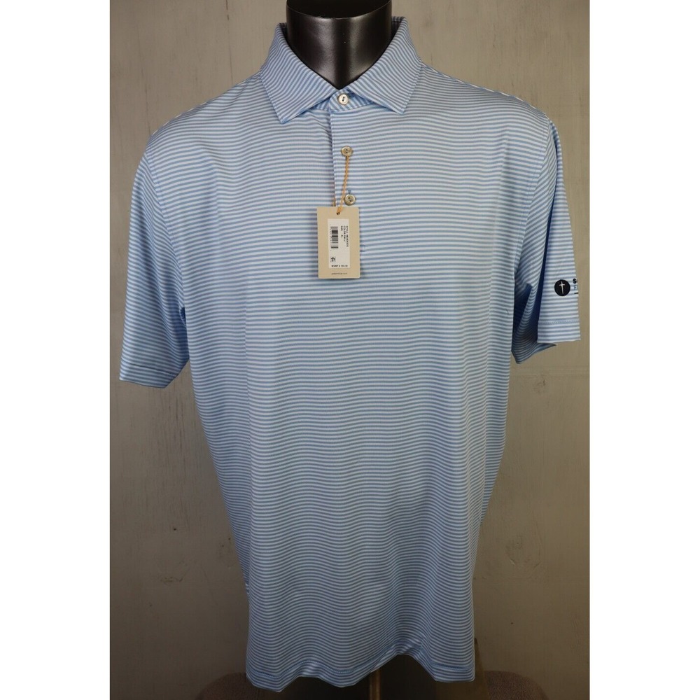 Peter Millar Polo Shirt Size XL Summer Comfort Blue White New Soldiers For Faith